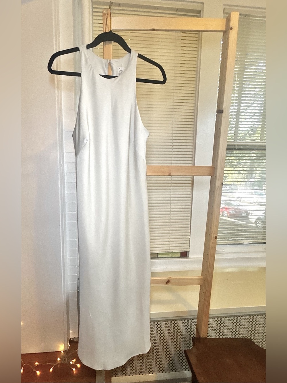 a new day Cream/White Sleeveless Maxi Dress Size Medium with Keyhole Back